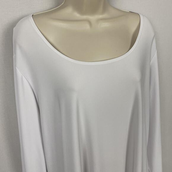 Slinky Brand Tunic Top Womens 3X White Scoop Neck Stretch Travel Knit Flowy - Picture 2 of 12